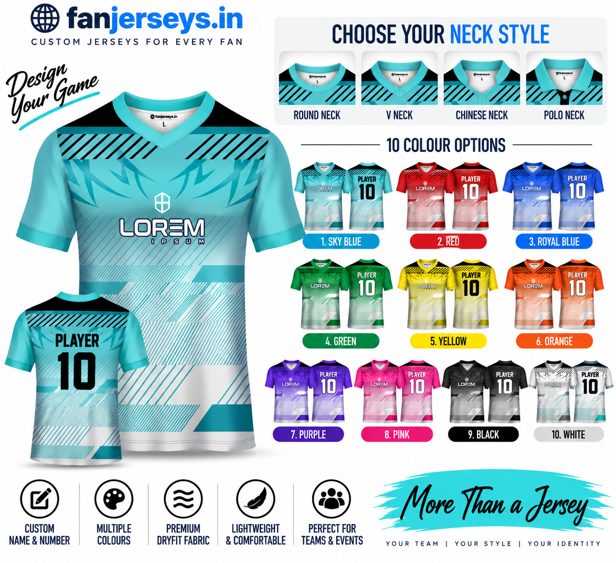 Custom Football Team Jersey | Name & Number Printed Football Jersey FN35