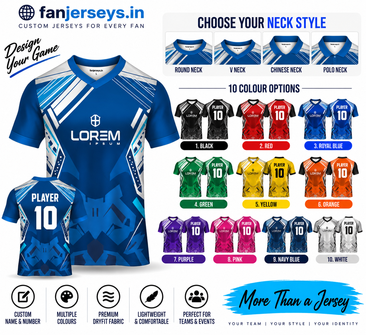 Custom Football Team Jersey | Name & Number Printed Football Jersey FN34
