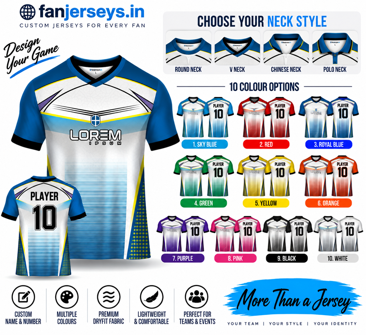Custom Football Team Jersey | Name & Number Printed Football Jersey FN33