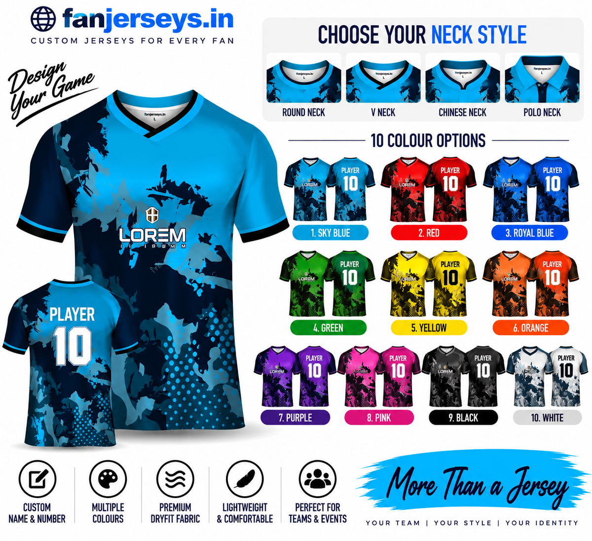Custom Football Team Jersey | Name & Number Printed Football Jersey FN31