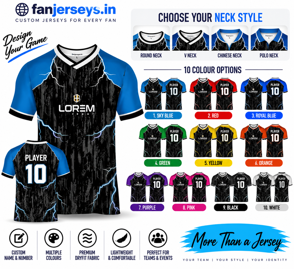 Custom Football Team Jersey | Name & Number Printed Football Jersey FN30
