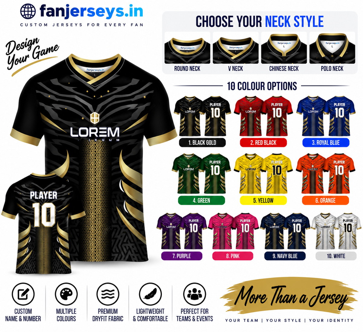 Custom Football Team Jersey | Name & Number Printed Football Jersey FN28