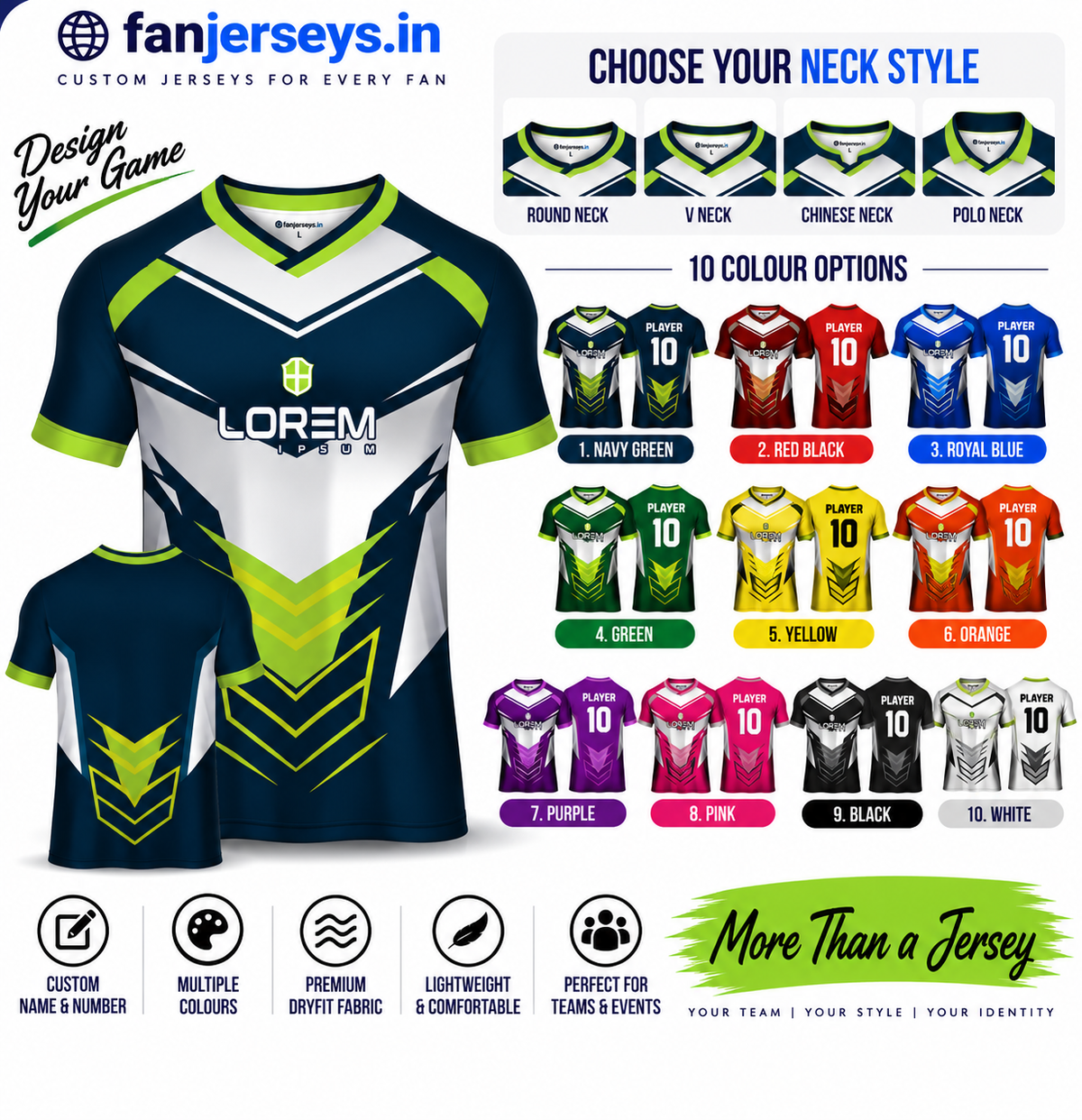 Custom Football Team Jersey | Name & Number Printed Football Jersey FN26
