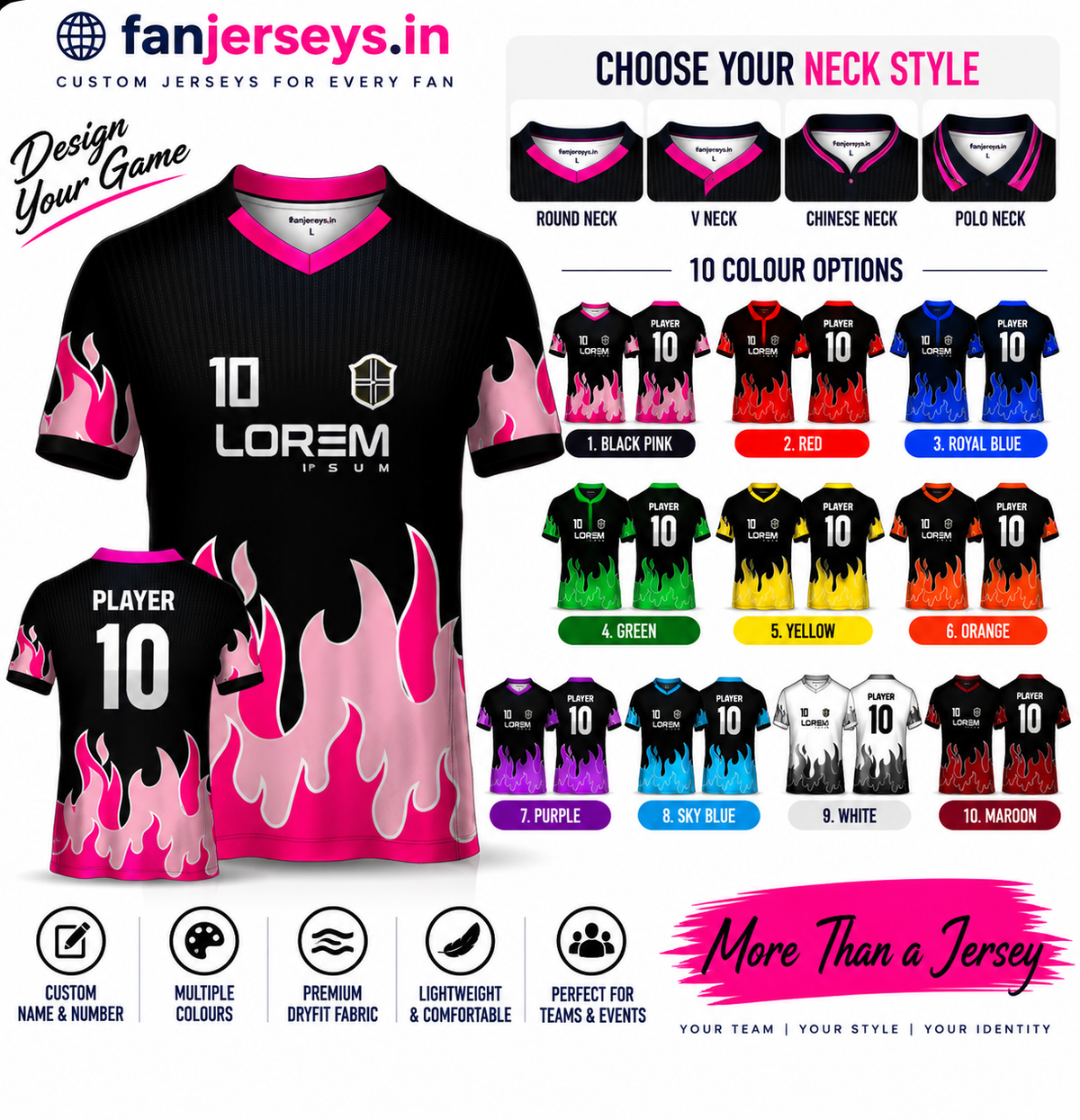 Custom Football Team Jersey | Name & Number Printed Football Jersey FN25