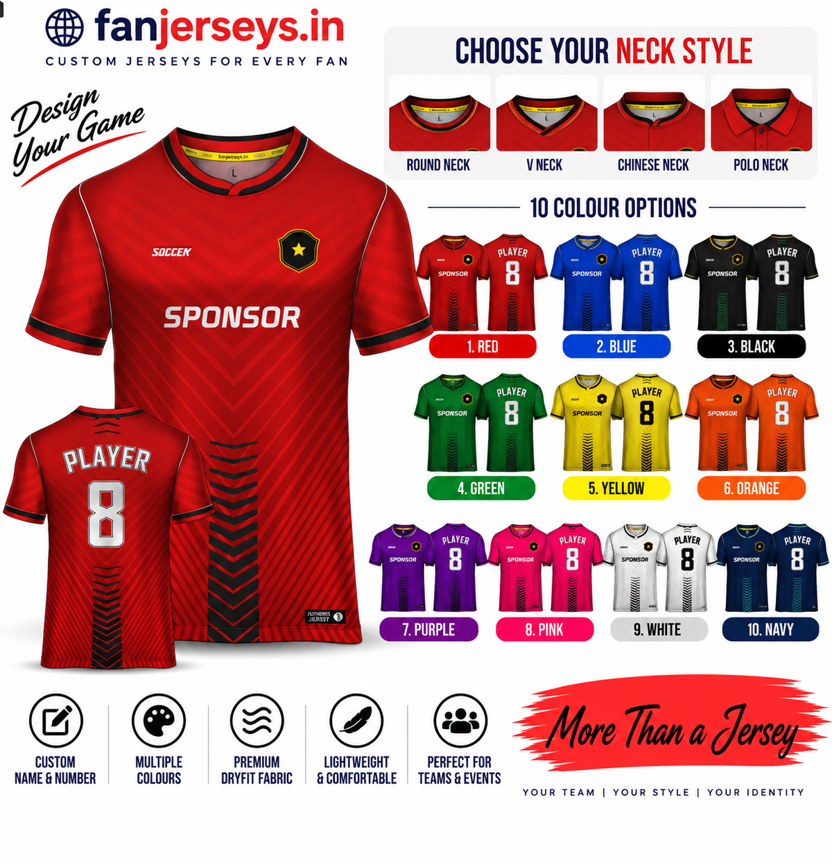 Custom Football Team Jersey | Name & Number Printed Football Jersey FN21
