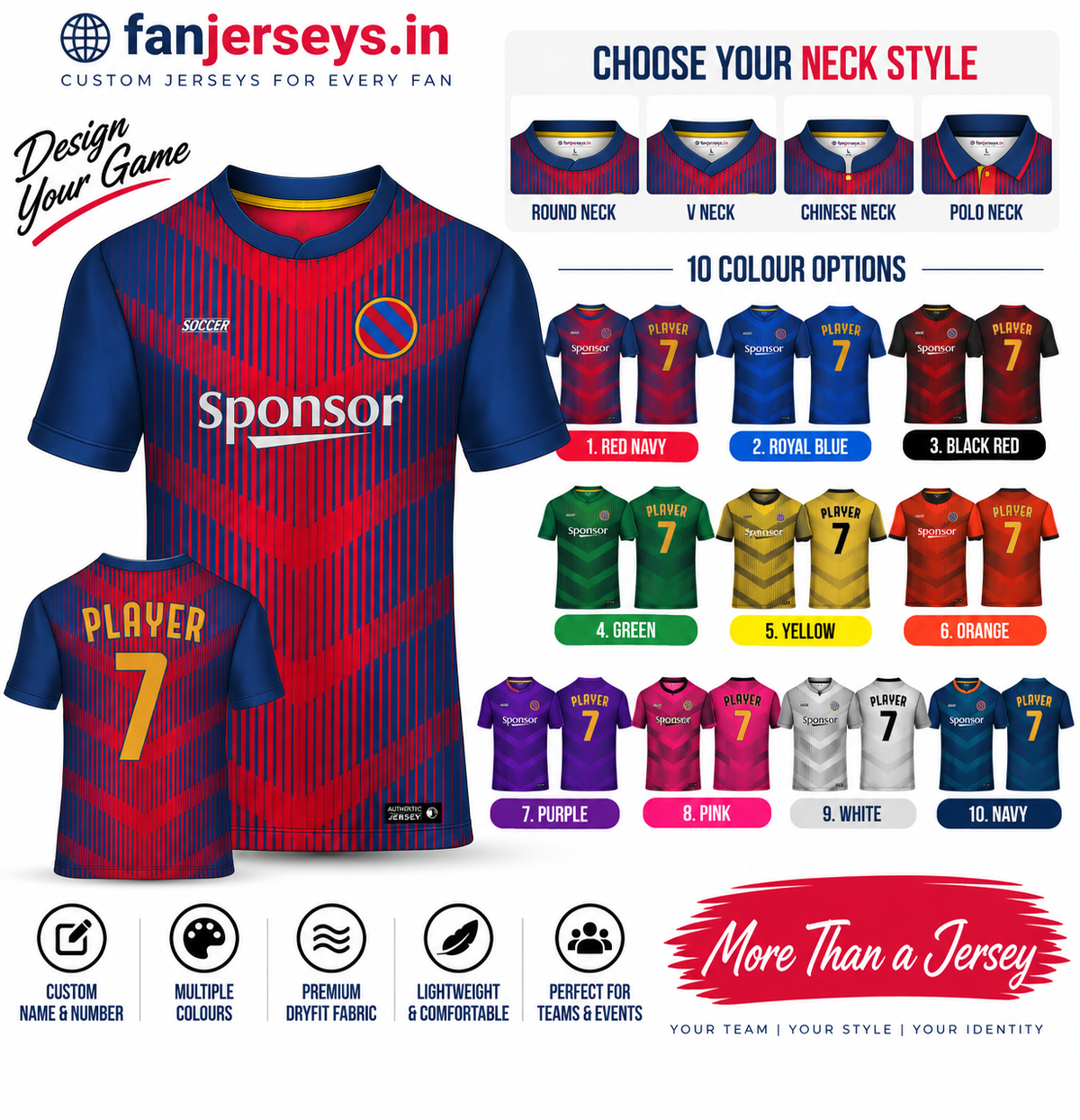 Custom Football Team Jersey | Name & Number Printed Football Jersey FN15