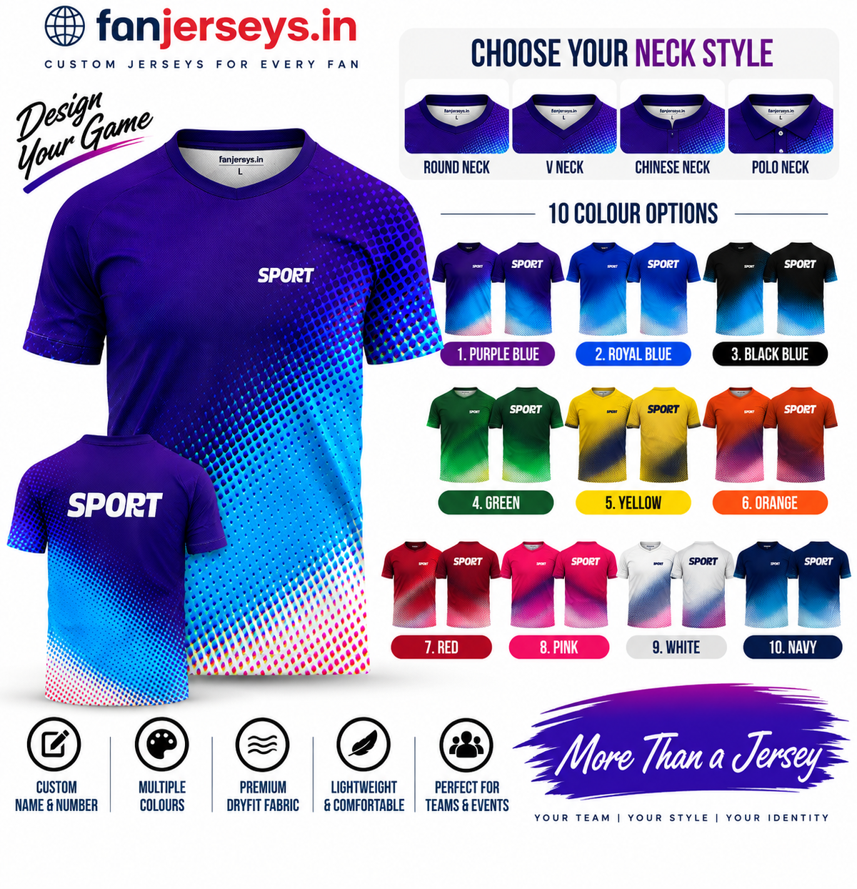 Custom Football Team Jersey | Name & Number Printed Football Jersey FN12