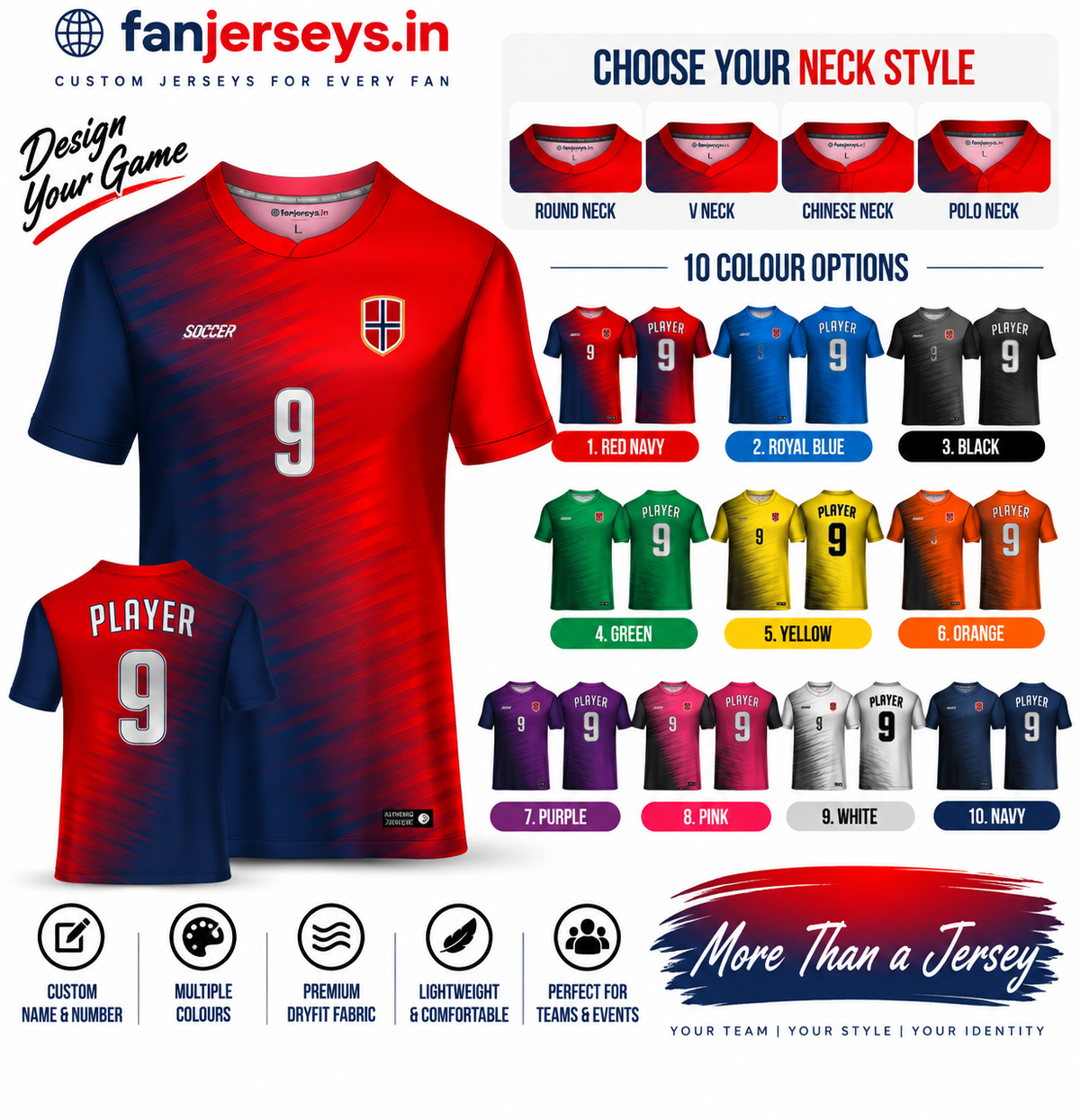 Custom Football Team Jersey | Name & Number Printed Football Jersey FN11