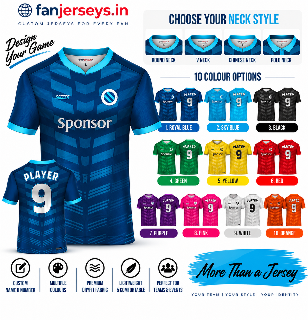 Custom Football Team Jersey | Name & Number Printed Football Jersey FN09