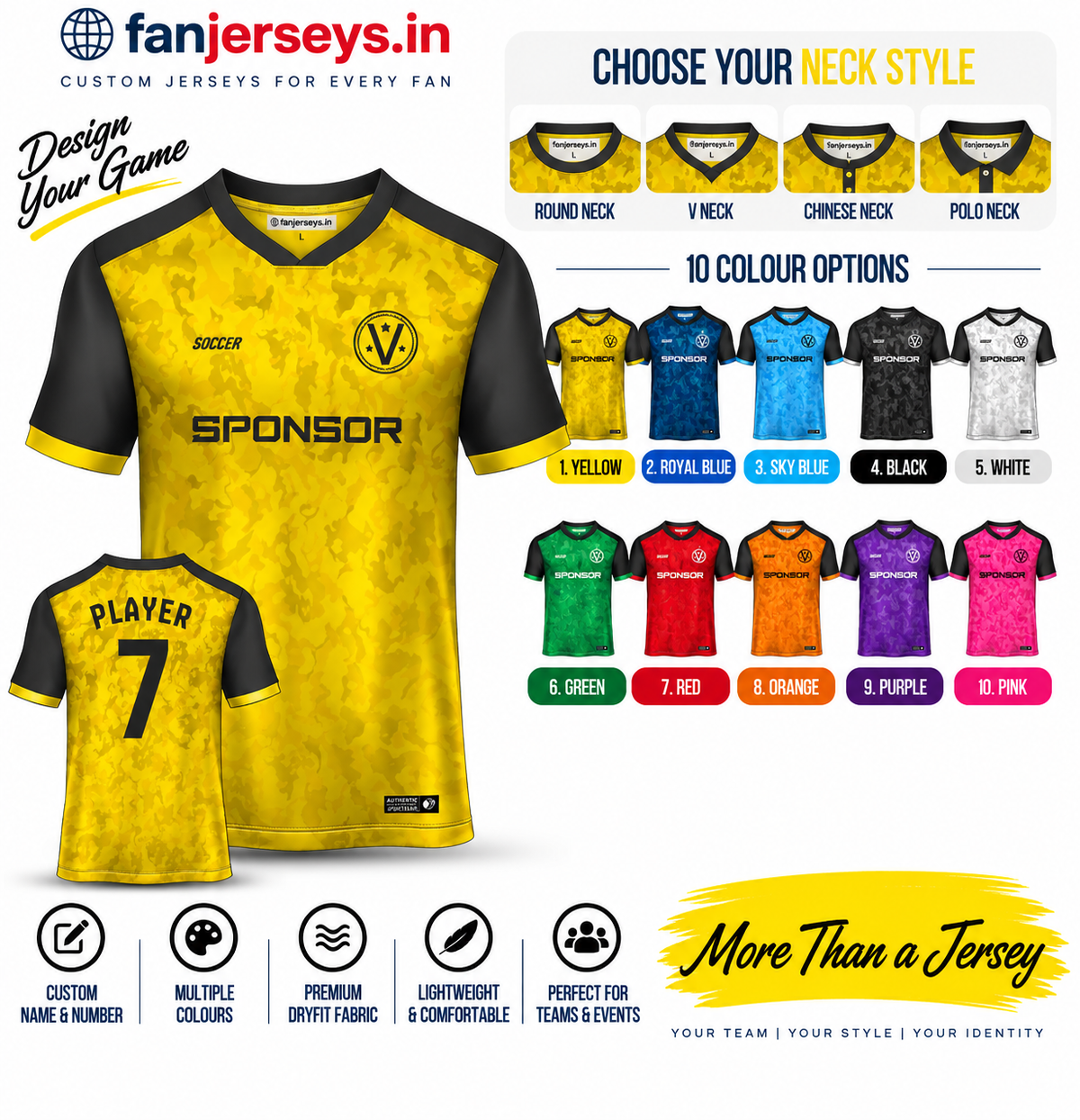 Custom Football Team Jersey | Name & Number Printed Football Jersey FN08