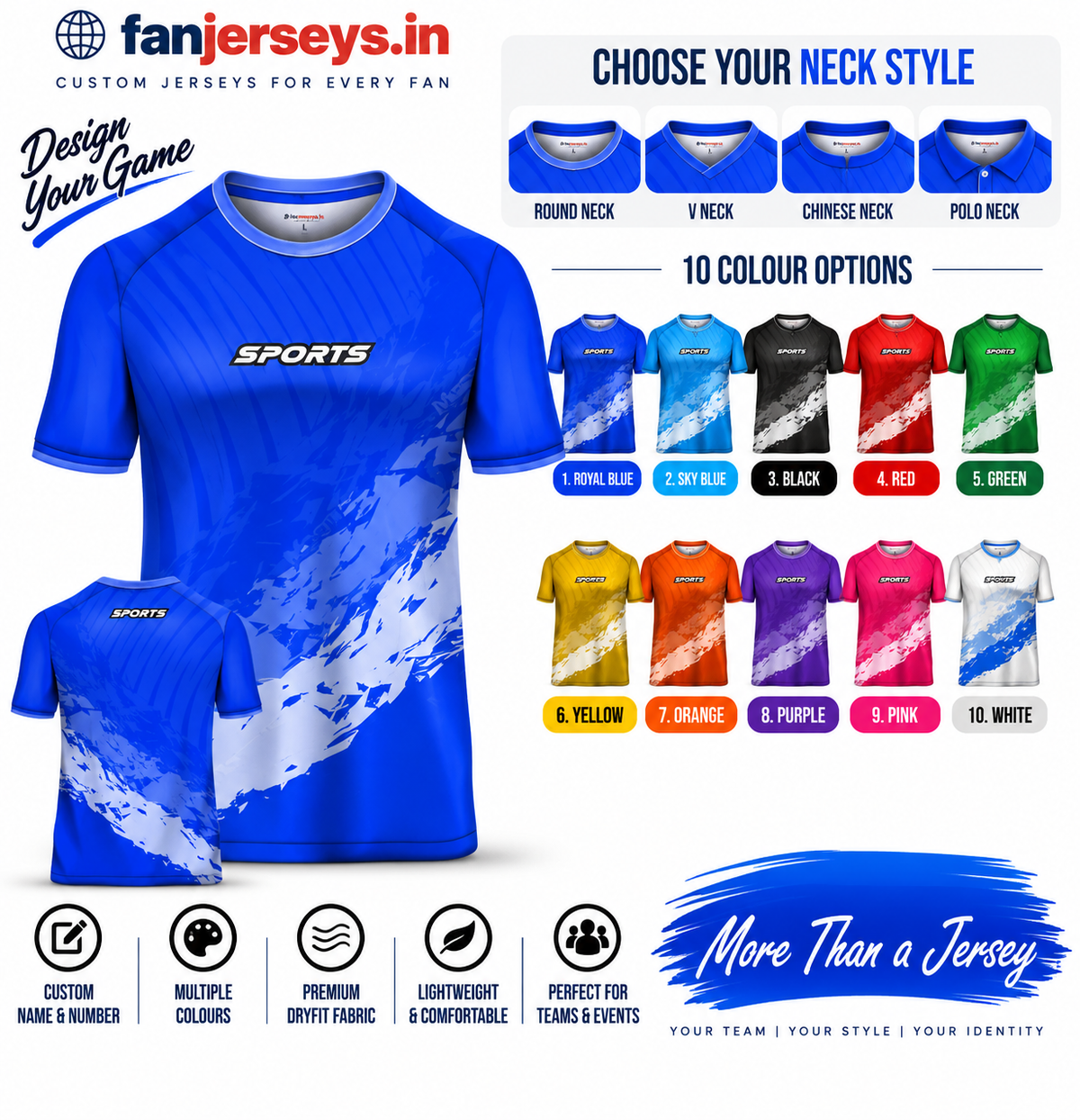 Custom Football Team Jersey | Name & Number Printed Football Jersey FN07