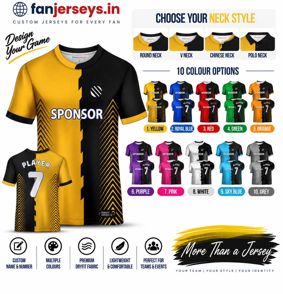 Custom Football Team Jersey | Name & Number Printed Football Jersey FN06