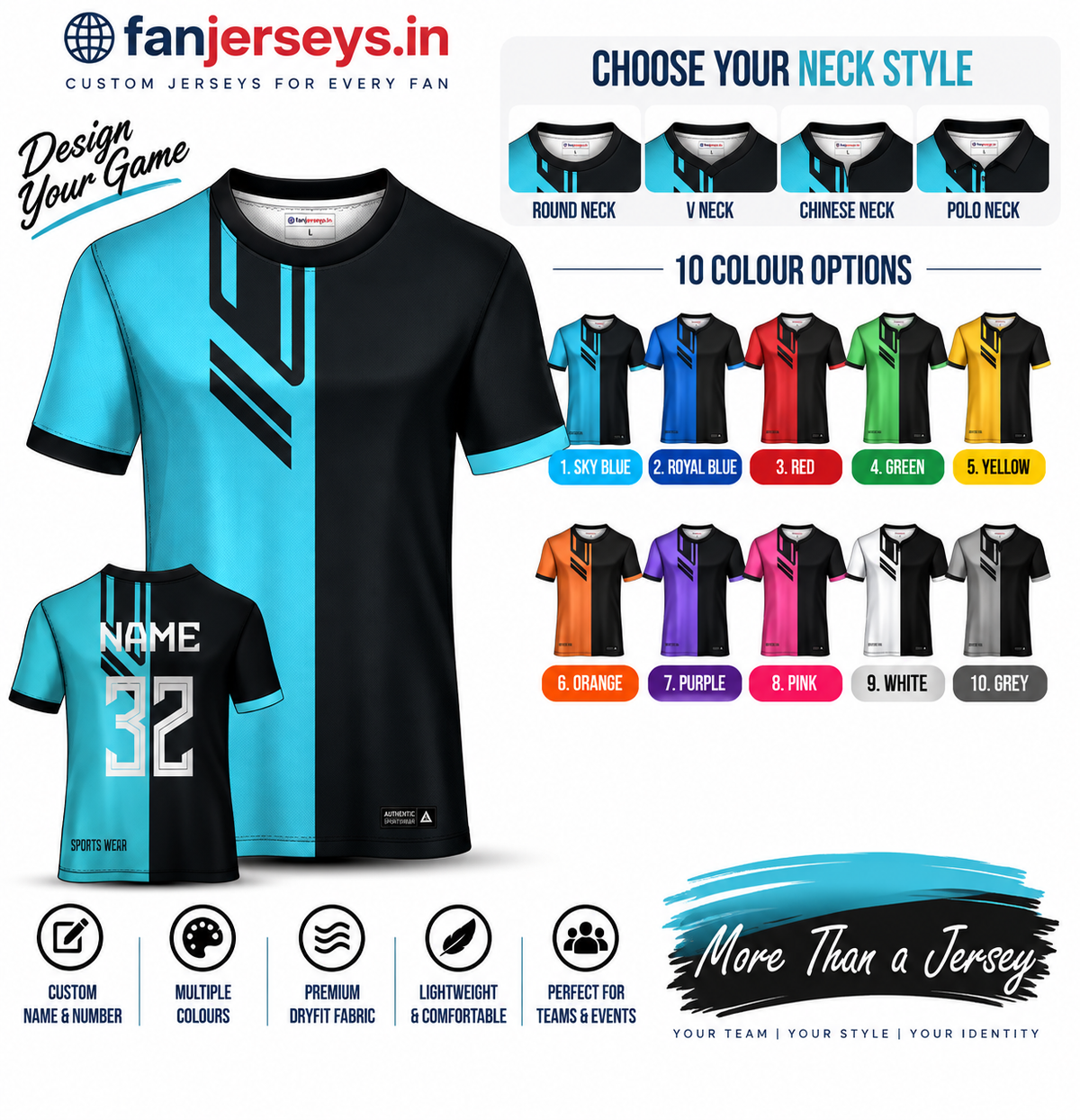 Custom Football Team Jersey | Name & Number Printed Football Jersey FN05