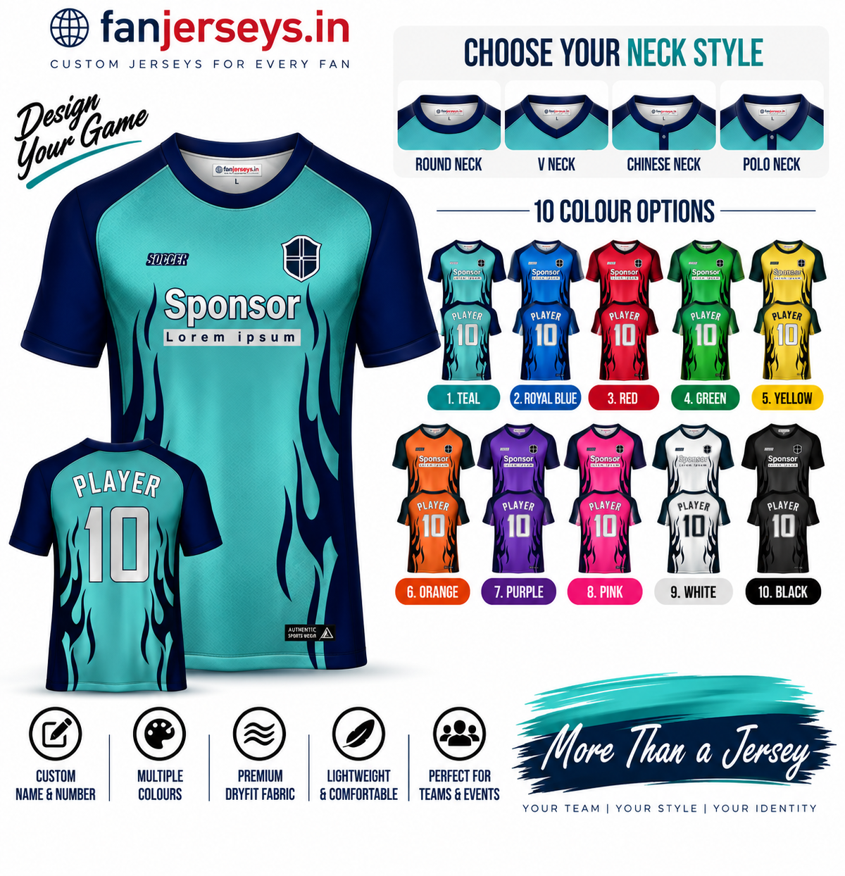 Custom Football Team Jersey | Name & Number Printed Football Jersey FN04