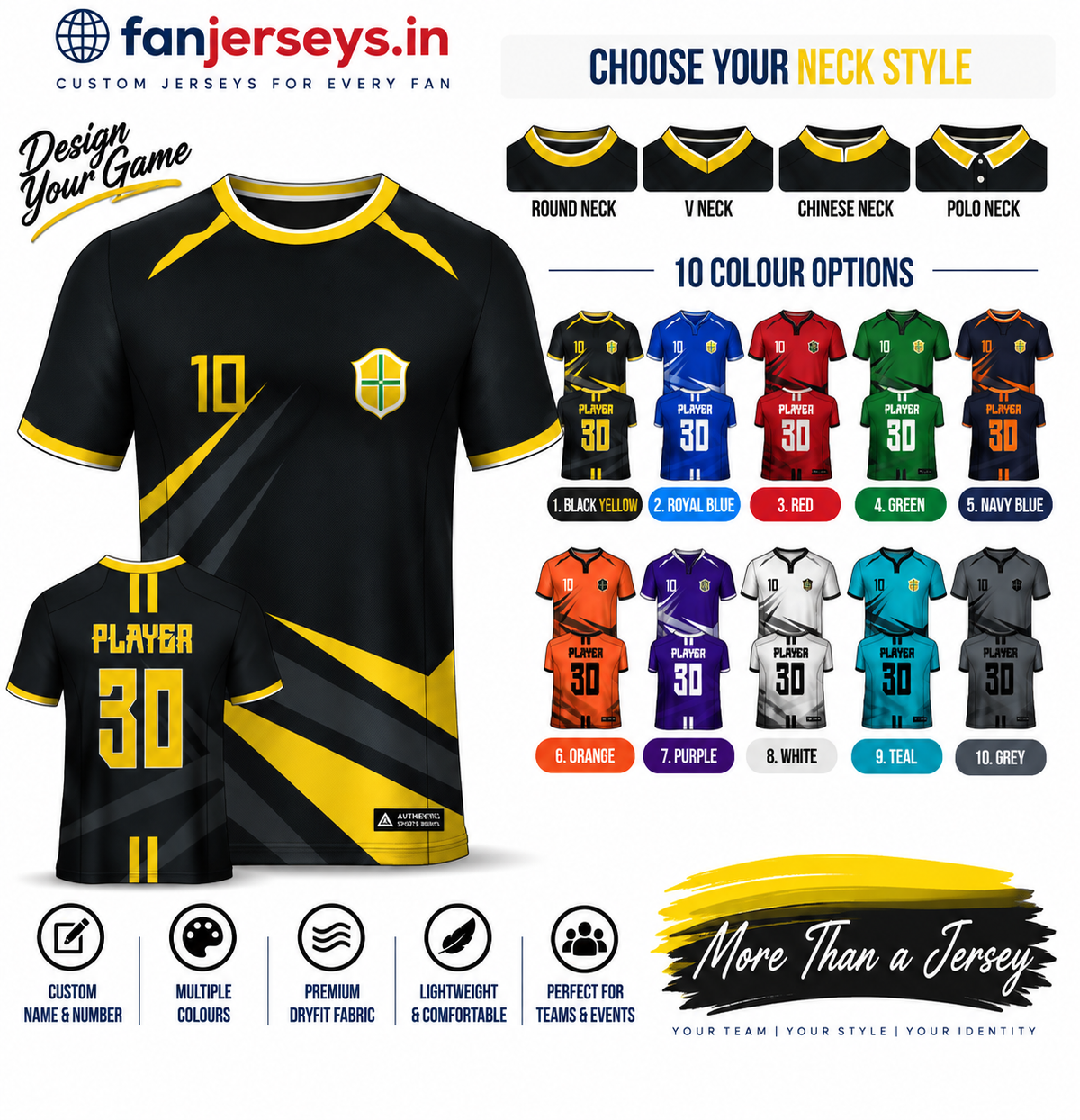 Custom Football Team Jersey | Name & Number Printed Football Jersey FN01