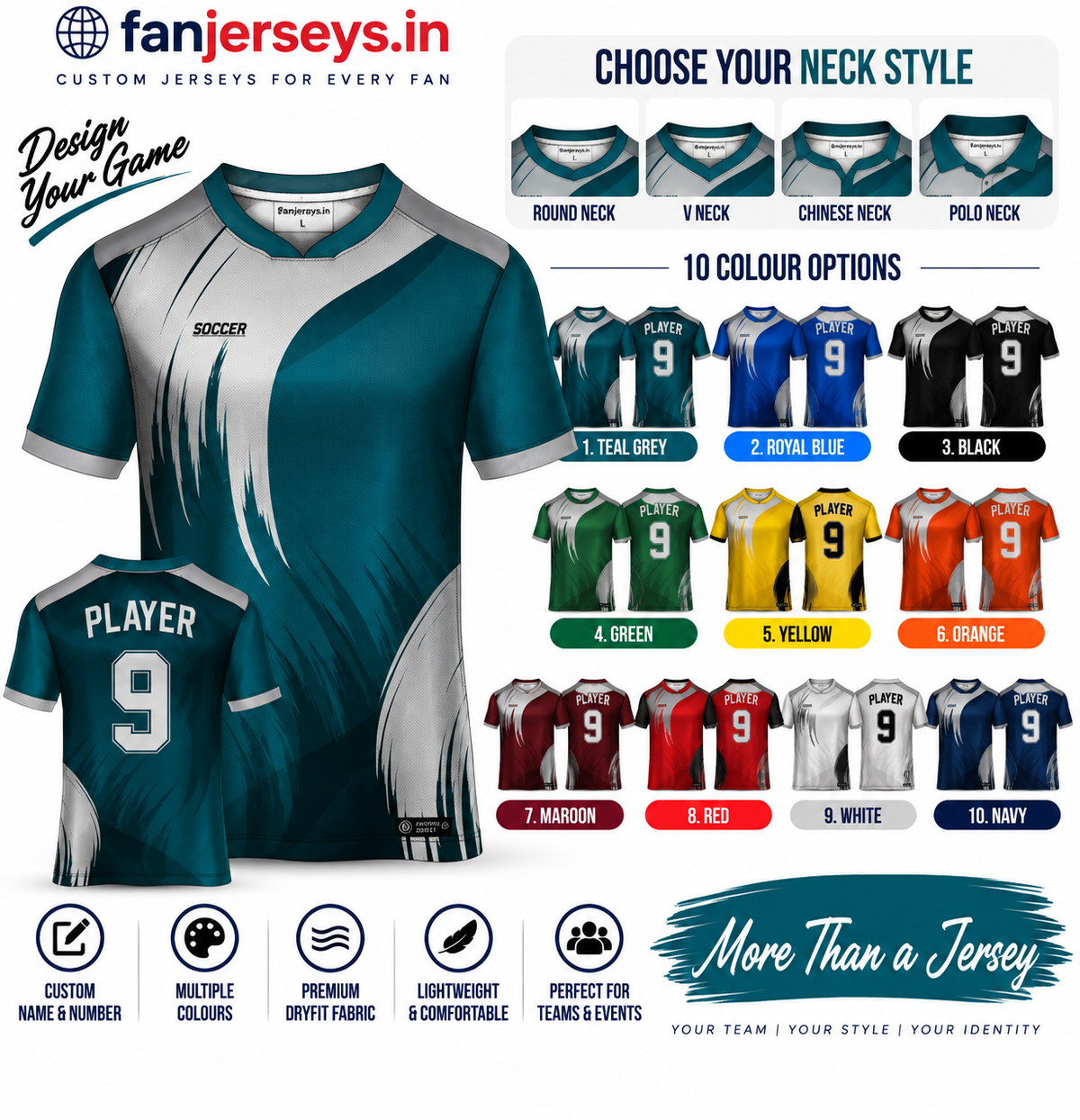 Custom Football Team Jersey | Name & Number Printed Football Jersey FN16