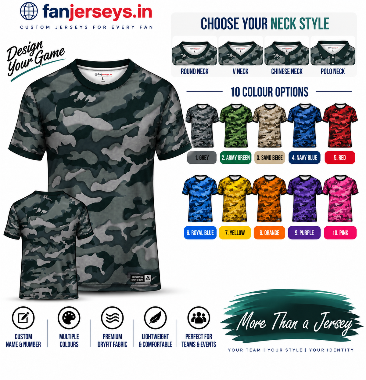 Custom Football Team Jersey | Name & Number Printed Football Jersey FN03